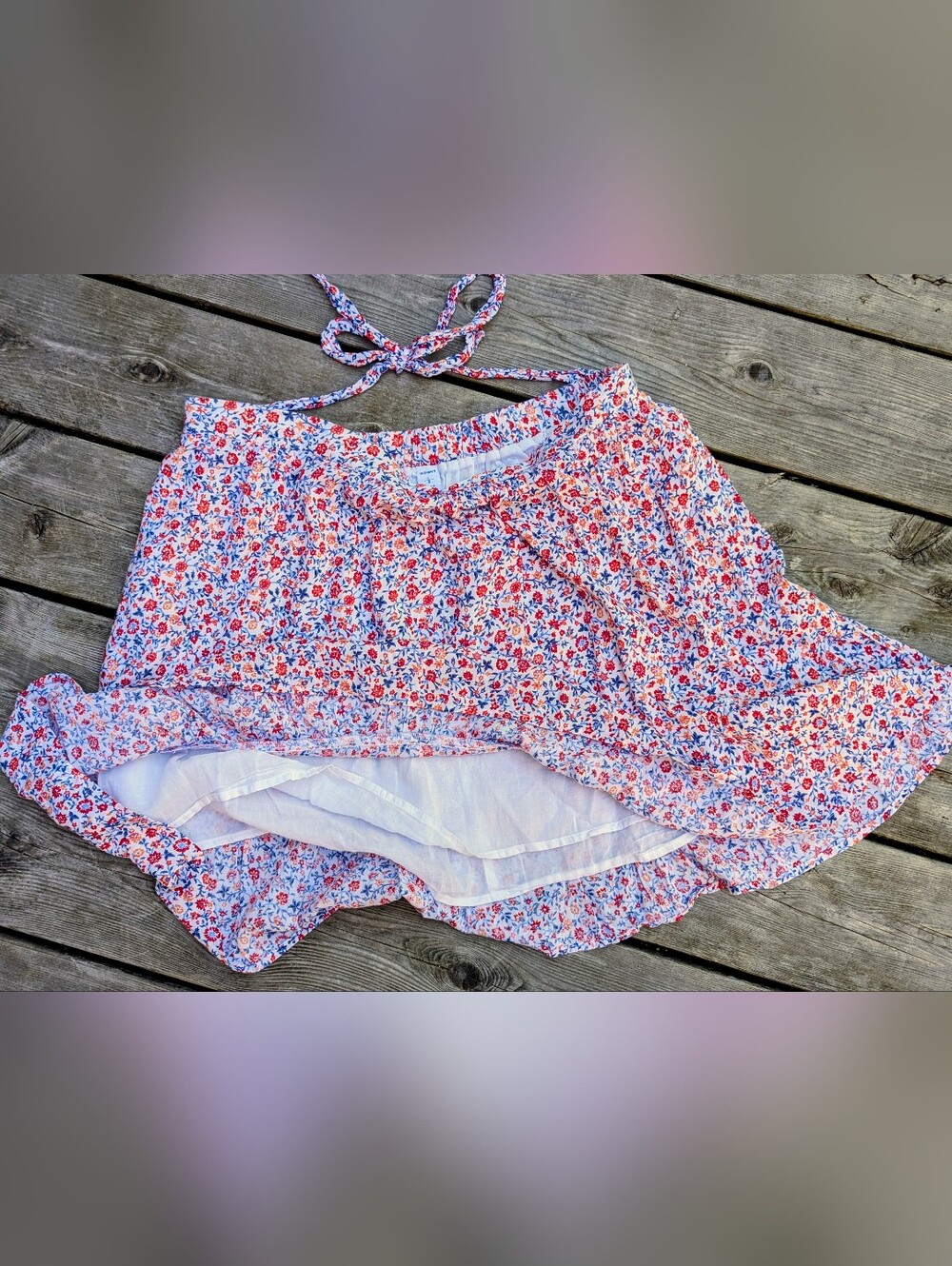 Old Navy Floral Flounce Mini Skirt | Cottagecore Prairie Boho | Size Large